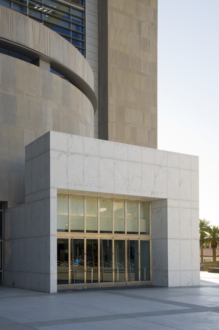 Dawson doors on Lloyd D George Federal Courthouse, Las Vegas, NV