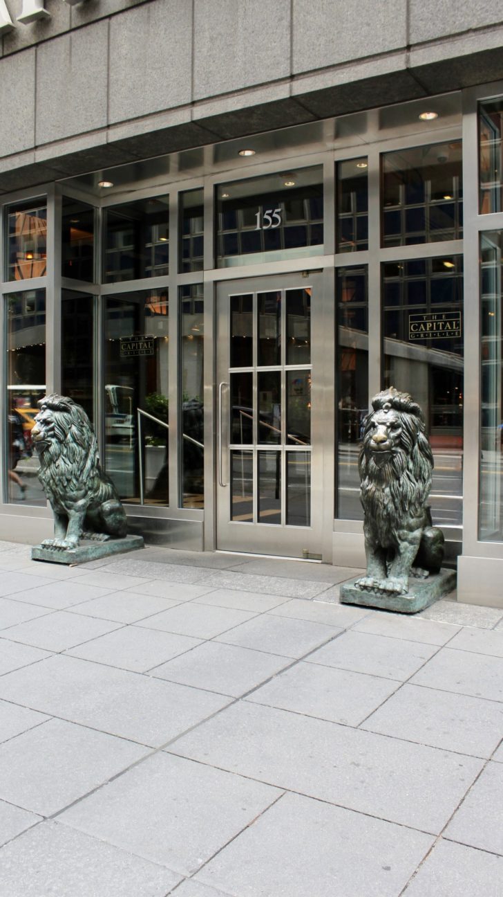 Laser cut metal door on Capital Grille in NYC